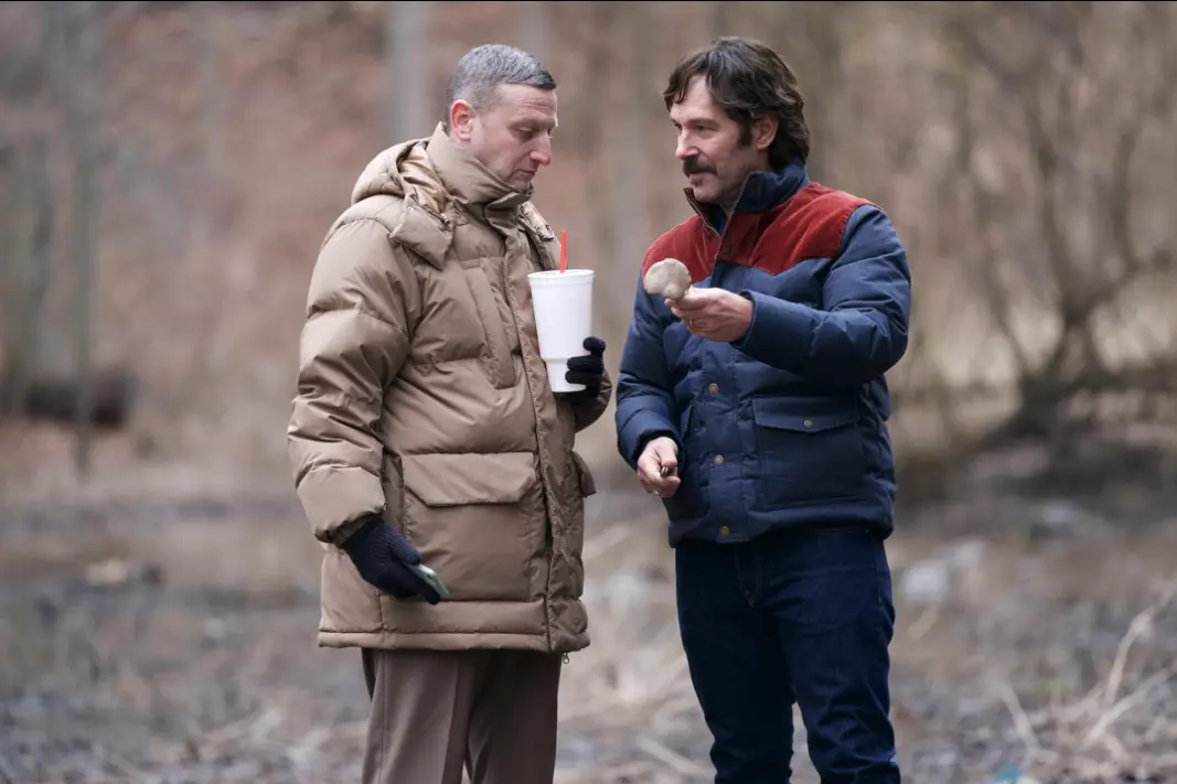 A still of Tim Robinson and Paul Rudd from the film Friendship.